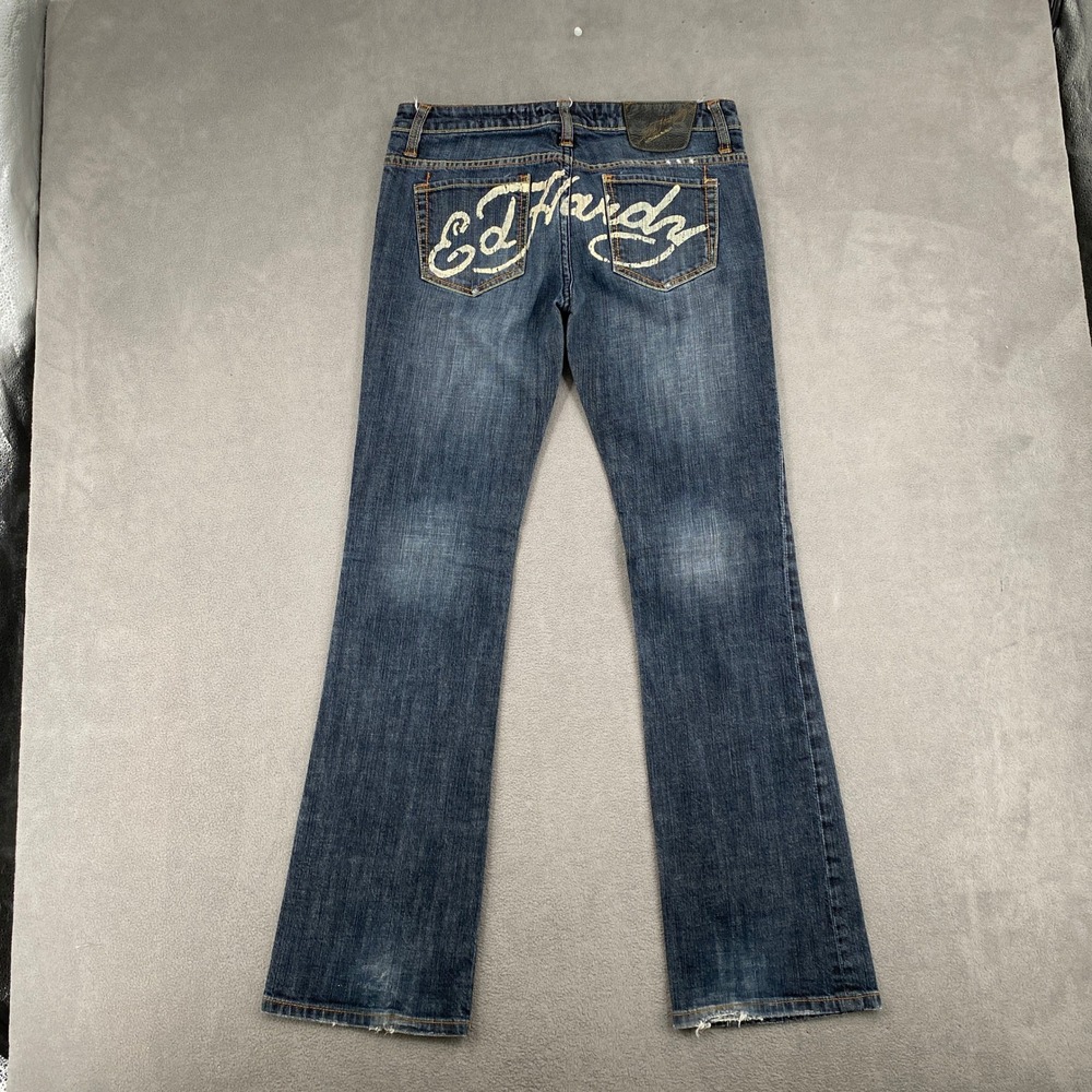 Ed Hardy Christian Audigier Vintage Logo Bootcut Jeans Dark Wash Size 29